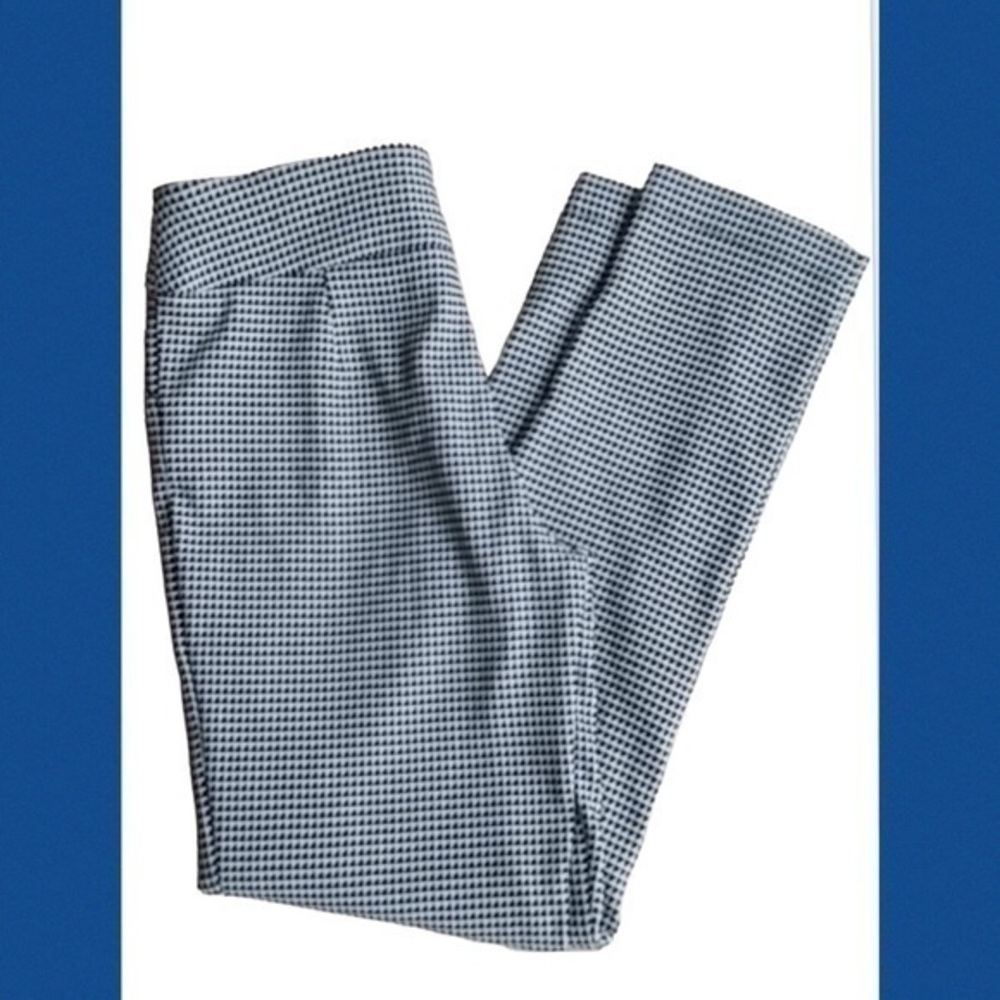 Versions Blue Black White Gingham Checker Pull Up Stretchy Skinny Cropped Pant 2